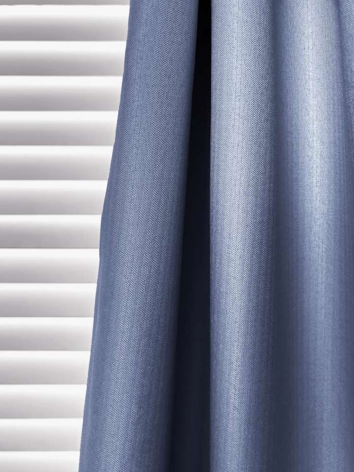 Mannada Korean Style Curtains　100% Blackout MND1006061 100%Blackout Stripe - Denim Motorized Blinds／Smart Blinds & Shades Child Safety／Cordless Blinds & Shades Blackout Blinds & Shades