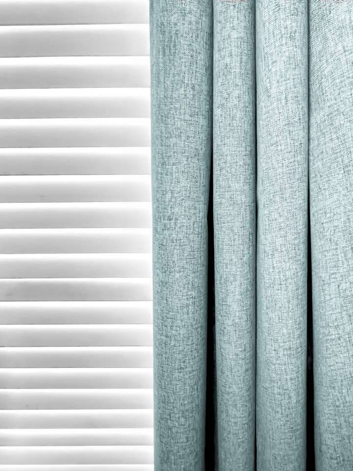 Mannada Korean Style Curtains　100% Blackout MND1006101 100%Blackout Mist - Teal Motorized Blinds／Smart Blinds & Shades Child Safety／Cordless Blinds & Shades Blackout Blinds & Shades