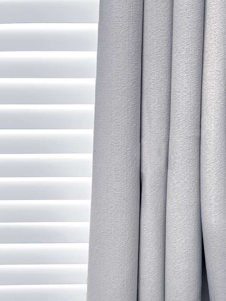 Mannada Korean Style Curtains　Blackout MND2002008 Blackout Dotted - Light Grey Motorized Blinds／Smart Blinds & Shades Child Safety／Cordless Blinds & Shades Blackout Blinds & Shades