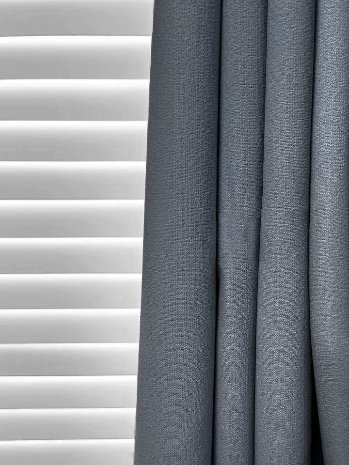 Mannada Korean Style Curtains　Blackout MND2002014 Blackout Dotted - Metal Grey Motorized Blinds／Smart Blinds & Shades Child Safety／Cordless Blinds & Shades Blackout Blinds & Shades