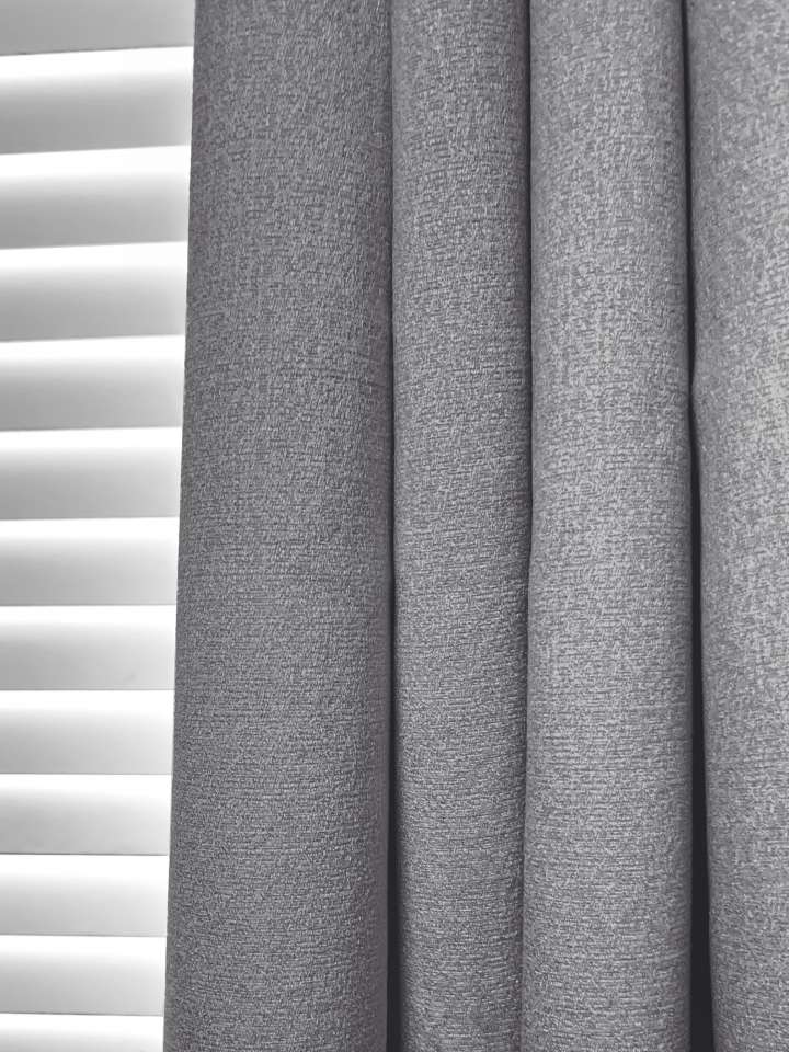 Mannada Korean Style Curtains　Blackout MND3060009 Blackout Cut Pile - Metal Grey Motorized Blinds／Smart Blinds & Shades Child Safety／Cordless Blinds & Shades Blackout Blinds & Shades