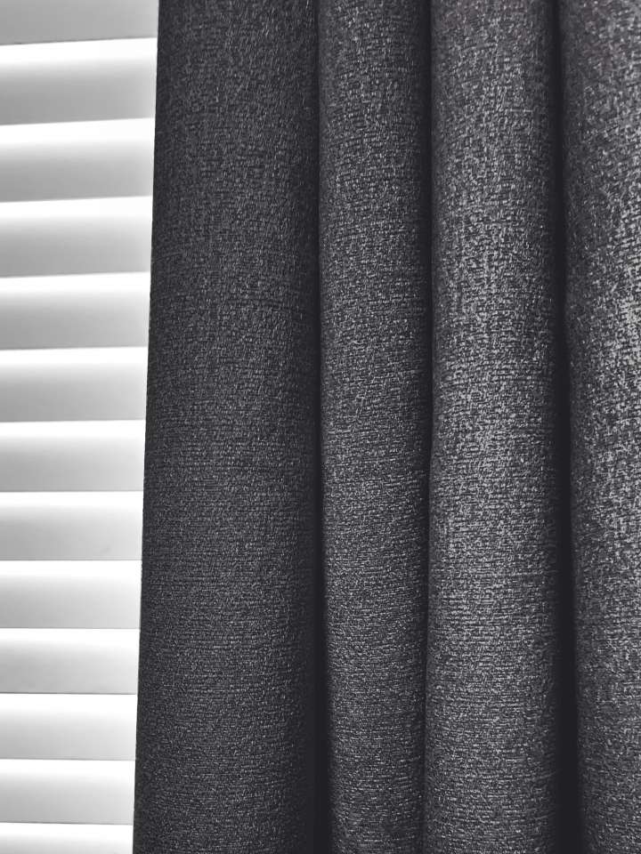 Mannada Korean Style Curtains　Blackout MND3060013 Blackout Cut Pile - Dark Grey Motorized Blinds／Smart Blinds & Shades Child Safety／Cordless Blinds & Shades Blackout Blinds & Shades