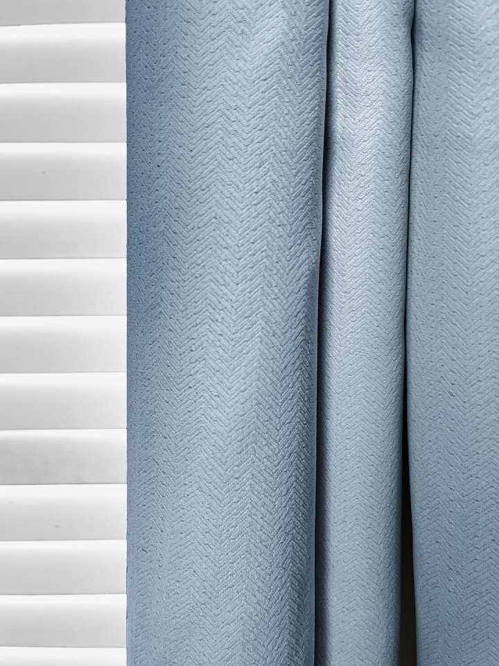 Mannada Korean Style Curtains　Blackout MND30HH013 Blackout Zigzag - Cloudy Blue Motorized Blinds／Smart Blinds & Shades Child Safety／Cordless Blinds & Shades Blackout Blinds & Shades