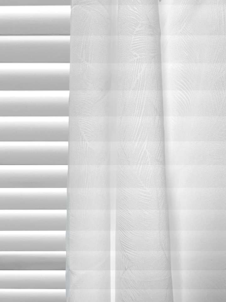 Mannada Korean Style Curtains　Sheer MND4008935 Leaf Sheer - Cream Motorized Blinds／Smart Blinds & Shades Child Safety／Cordless Blinds & Shades Light Filtering Blinds & Shades Semi-Transparent Blinds & Shades